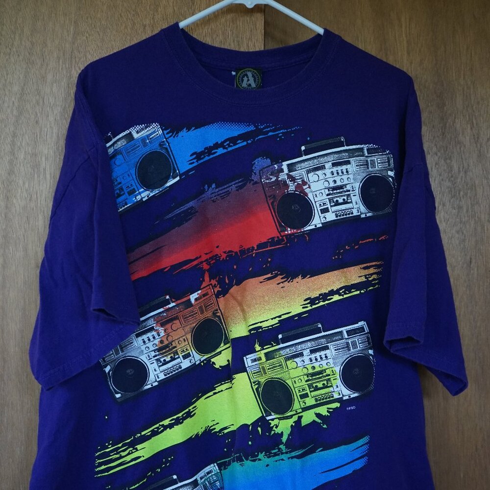 Vintage Retro Tension Disorder Boomboxes Men's 2XL Purple T-Shirt RN# 93846